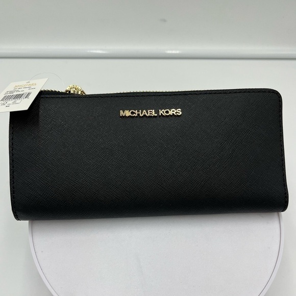 Michael Kors Large Black Leather Quarter-Zip Wallet NWT - Picture 3 of 5
